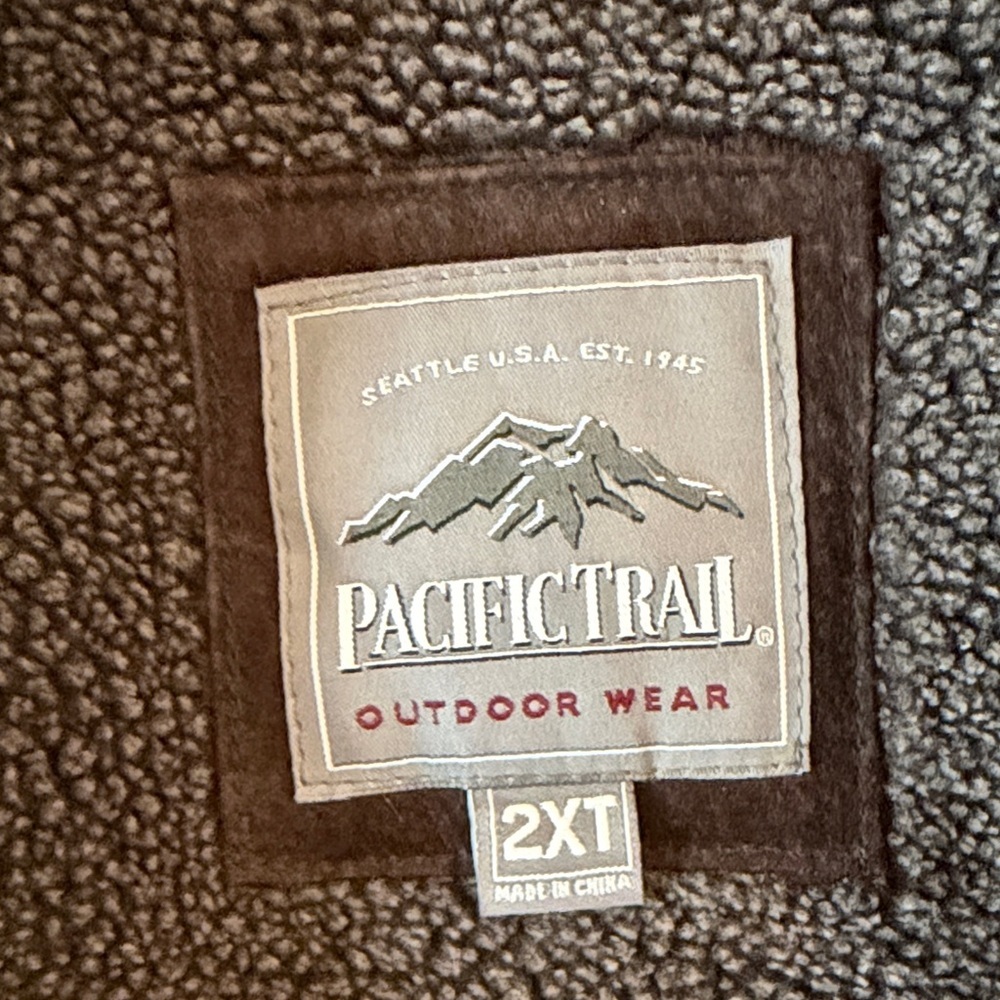 Pacific Trail Mens 2XT Chocolate Brown 100% Leather/suede Coat w/ Sherpa Lining - Picture 3 of 13